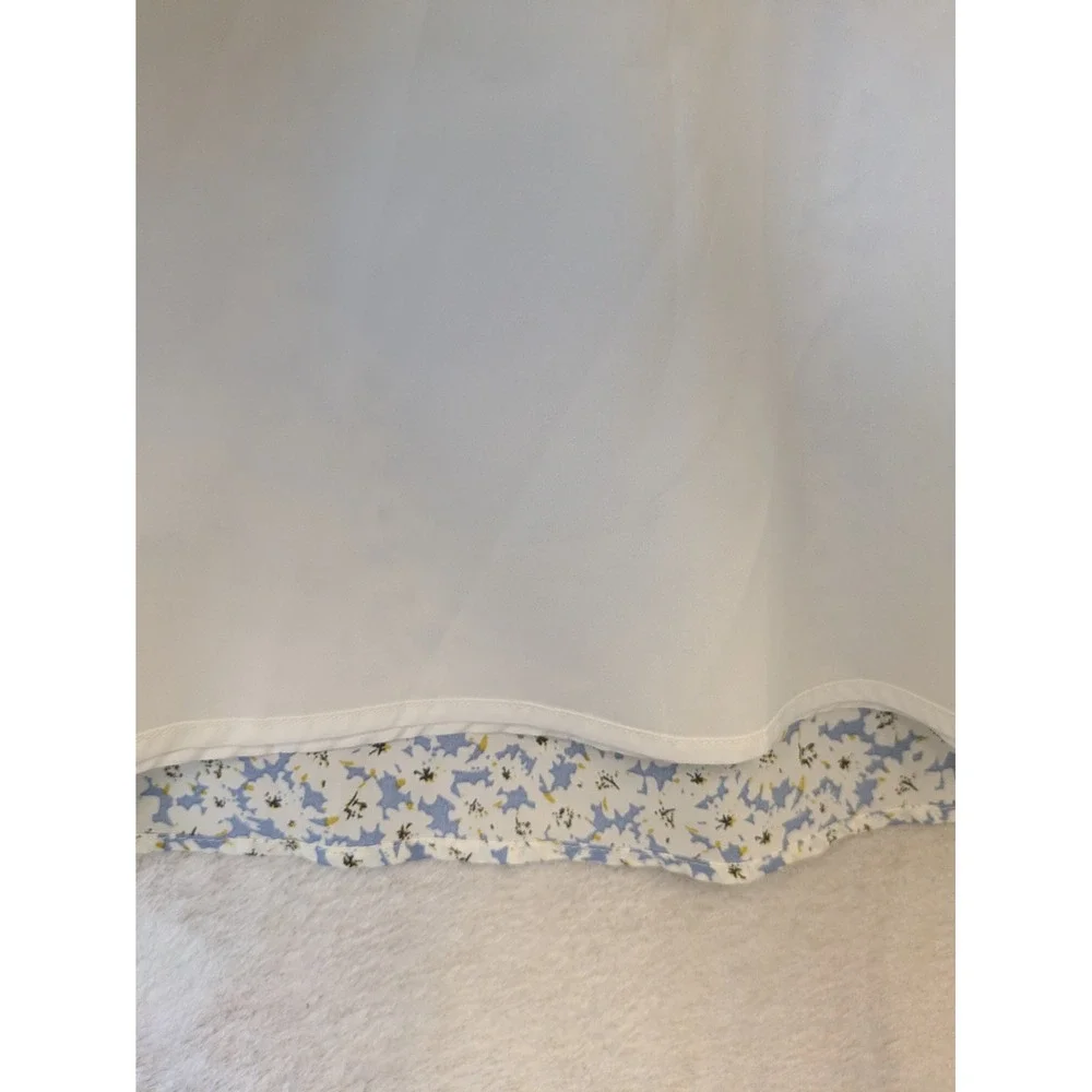 Mikarose A-Line Skirt Women's XL Blue White Floral Modest Knee Length Elastic‎